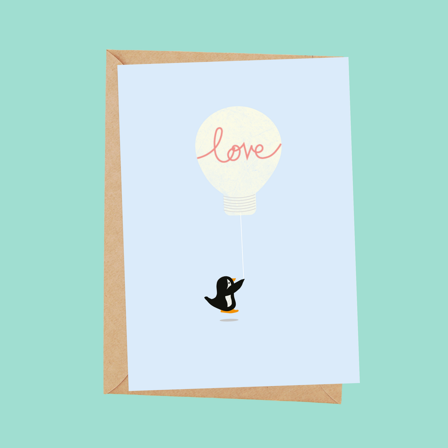 Penguin 'love' card - single card with envelope