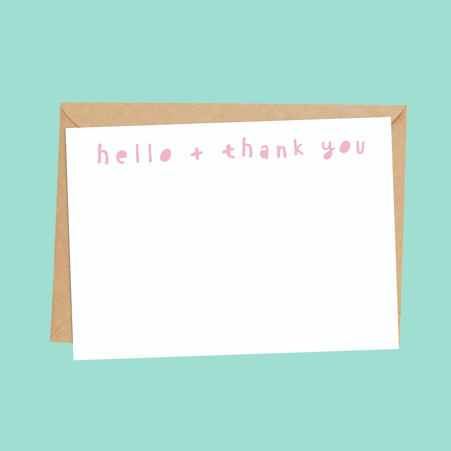 Set of 'Hello + thank you' postcards for kids with envelopes