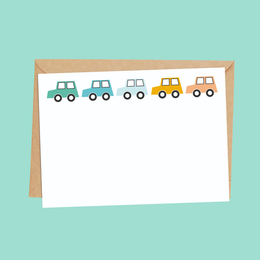 Car Notecard Set for Kids - Set of 10 Notecards with Envelopes