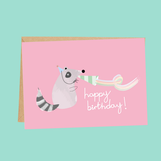 Raccoon birthday card with envelope