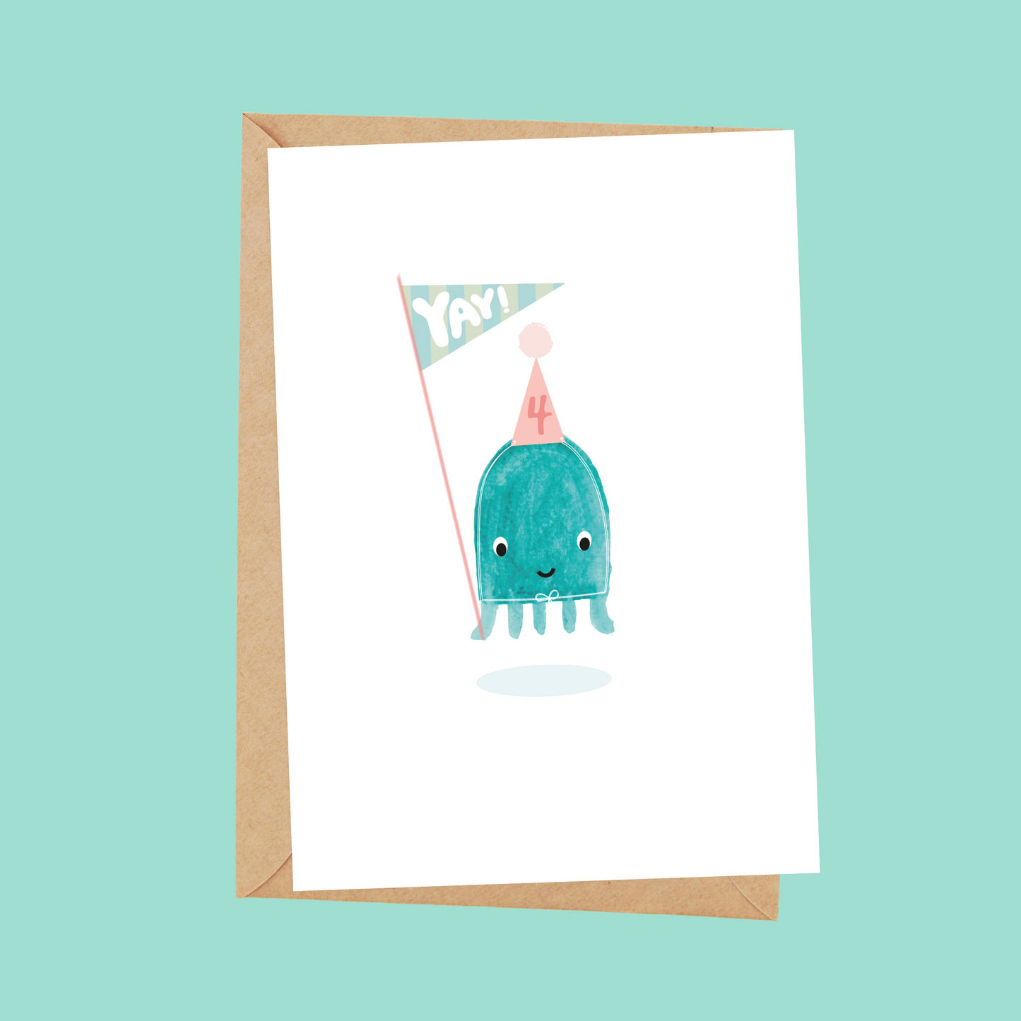 Jellyfish age 4 card with envelope