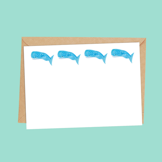 'Whales' notecard Set for Kids - Set of 10 Notecards with Envelopes