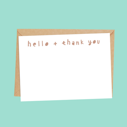 Set of 'Hello + thank you' postcards for kids with envelopes